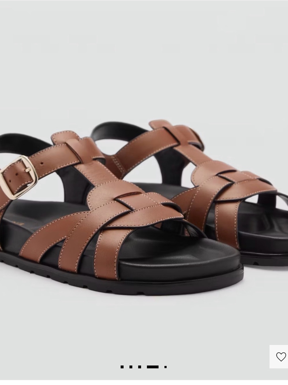 Mango Tan Leather Cross-Strap Sandals with Buckle